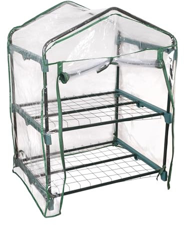 Hersig - Invernadero pequeño balcón,terraza,Jardin 2 estantes | Mini Huerto Urbano Transparente y Verde 69x49x93cm