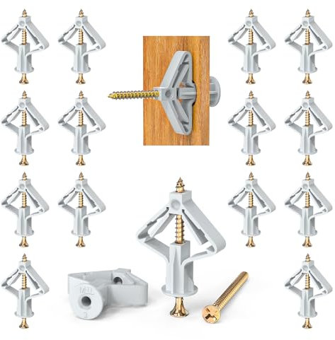 Wavanta 100Pcs Plasterboard Wall Plugs and Screws Set, Plasterboard Fixings, 50pcs Anti-Rotational Expansion Tube and 50pcs Plasterboard Anchor Screws, Drywall Cavity Wall Fixings