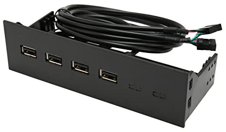 4 Ports USB 2.0 Frontplatte für 5,25 -Zoll -PC -Computerkoffer, Konvertiert das Diskettenlaufwerk mit 19 -Pin -Anschlüssen, ABS -Material, Einfache Installation