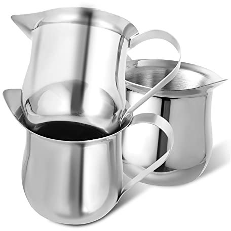 Operitacx 3 Pièces Tasse De Lait Pichet à Lait Petite Cruche Mousser Tasse à Mousse De Lait Avec Couvercle Pot à Lait Avec Pot à Lait Cappuccino Mini Pichet à Café Fumant Acier Inoxydable