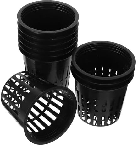 UKCOCO 10 Pezzi Cesto Per Coltivazione Fuori Suolo Vaso Per Fioriera Acquatica in Rete Accessori Per La Semina in Campo Di Crescita Barattoli Kratky Nero Plastica