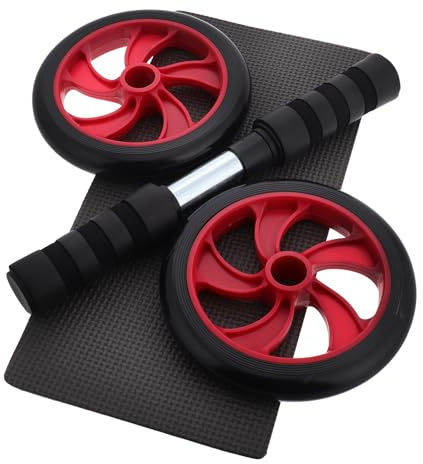 DECHOUS Roue Abdominale Silencieuse Rouge pour Musculation Abdominale à Domicile et Extérieur Rouleau Abdominal Portable pour Femmes et Hommes Équipement Fitness Tonification Musculaire
