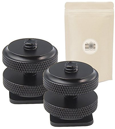 X2 1/4 Griffe Adaptateurs Griffe Flash Sabot vers VIS 1/4 Pouces (Standard) avec ECROUS Permet d'installer Moniteur Bras Magique - ADAPTOUT Marque FRANÇAISE