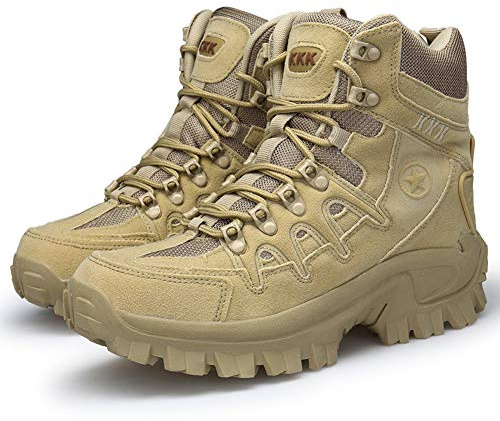 Bititger - Botas de desierto militares de piel, impermeables, con cremallera, botas tácticas y de combate para hombre, para patrullas, de seguridad, para policías, color, talla 42 2/3 EU