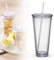TWSOUL Plastic Cup Double Wall with Lids and Straws Reusable Transparent Water Tumbler for Smoothies Juice Iced Coffee (650ml)