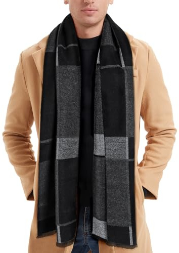 ECOMBOS Mens Scarf - Winter Scarf for Men Tartan Warm Plaid Long Scarves Classical Cashmere-like Knitted Scarf Shawl Neck Wrap