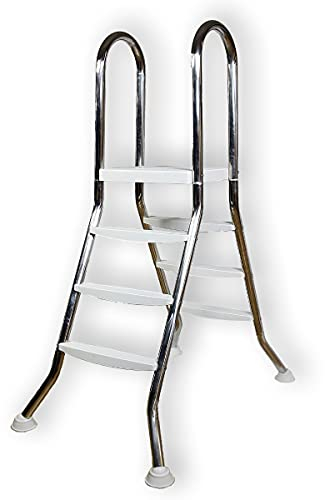 Paradies Pool® Edelstahl V2A Aufstellbecken - Poolleiter Hochbecken für freistehende oder teileingelassene Becken bis 90 cm Höhe, Menge: 1