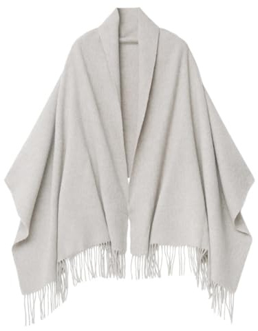 CLELLA Kaschmir Schal Damen mit Quasten Weiche Großer Deckenschal Mehrweg (Silber Grau)