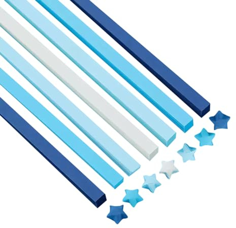 JIHUOO 540 hojas de papel de estrellas de origami, tiras plegables de papel de origami, tiras de papel de estrella de la suerte, paquete de tiras de papel para manualidades, suministros de