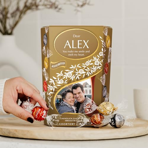 Lindt Lindor 500 Gramm personalisierte Schokolade - Geburtstagsgeschenk für Männer und Frauen, personalisiert mit Namen und Nachricht mit köstlicher Lindor Schokolade (Mix)