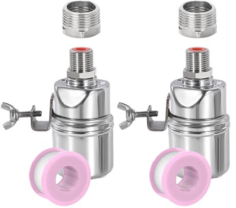2 Stück Schwimmerventil mit Befestigungswinkel, Edelstahl Schwimmkugelhahn Automatisches Wasserstandsregelventil für Wassertank (3/4 Zoll)