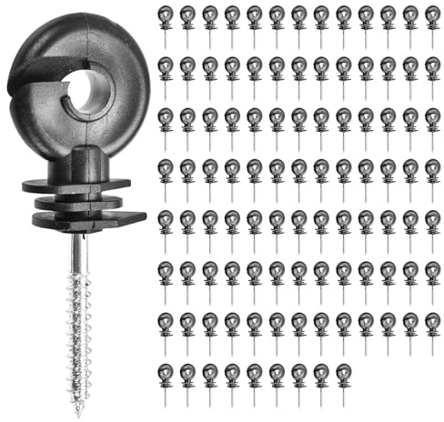 100 Piezas Aisladores de Anillo para pastor electrico, aisladores de anillo de rosca, aisladores pastor electrico para postes de madera, valla de campo, vallas de pasto