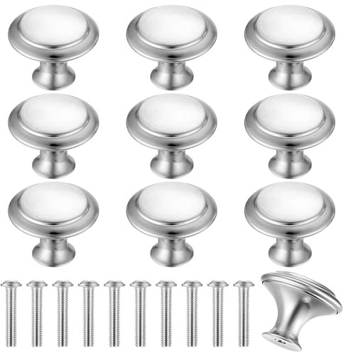 YOUYIDUN 11 Pzs Pomos y Tiradores Armarios Cocina Plateado pequeños, Cocina Tirador de Puerta de Armario, Tiradores para Cajones Muebles, Perillas Pomos Redondas para Puertas Armarios de Cocina