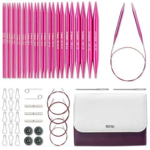 RUIDI Interchangeable Circular Knitting Needles Set with Case & Accessories