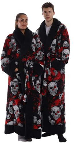 Gegeryozer Unisex Long Bathrobe with Pockets – Shawl Collar, Plush Fleece, One Size, Soft, Warm and Cosy Loungewear for Men and Women