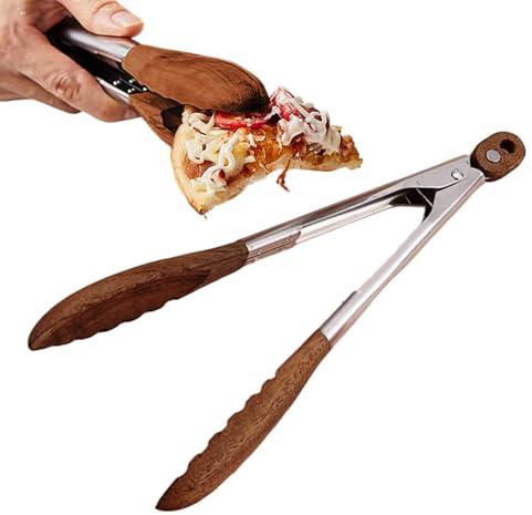 Pinzas para parrilla de madera – Pinzas para ensalada, herramienta resistente al calor de 30 cm con cerradura | Para cocinar ensaladas, alimentos, barbacoa, dess, pasta, cena, alicates D