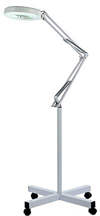 Förstoringsglas, Led-Golvlampa, 360° Vridbar Justerbar Arm, Stabil Bas, Läsförstoringsglas - För Skönhet, Salong, Tatuering, Nagel, Läsning Och Hudvård, 5X