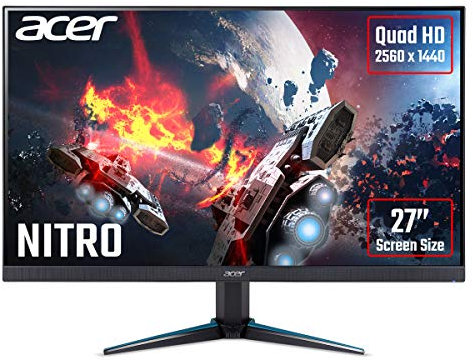 Acer Nitro VG270Ubmiipx 27 Inch Quad HD Gaming Monitor (IPS Panel, FreeSync, 75 Hz, 1 ms, DP, HDMI, Black/Blue)