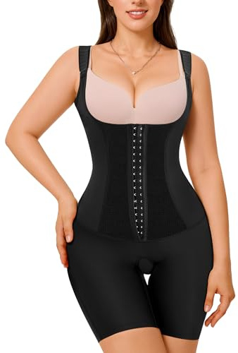 Gotoly Shapewear Bodysuit for Women Tummy Control Waist Trainer Butt Lifter Open Crotch Thigh Slimmer Body Shaper (Large, Black)