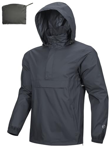 Outdoor Ventures Men's Rain Jacket Waterproof Lightweight Packable Pullover