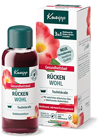 Kneipp Bagno sanitario per la schiena, olio da bagno con prezioso estratto di artiglio del diavolo e oli essenziali naturali di lavanda e cajeput, per schiena, collo e spalle, 100 ml