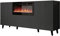 Mirjan24 Kommode Vailbo Grey 180 mit Elektrischem Kamin, Mehrzweckschrank mit 3 Türen, Realistische LED-Flamme, Anrichte, Highboard, Sideboard, Mit Deko-Kristallen, Esszimmer (Anthrazit)