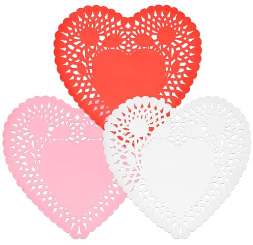 Gift Boutique 120 Count Heart Doilies 8 Red Pink and White Paper Lace Doilies Crafts