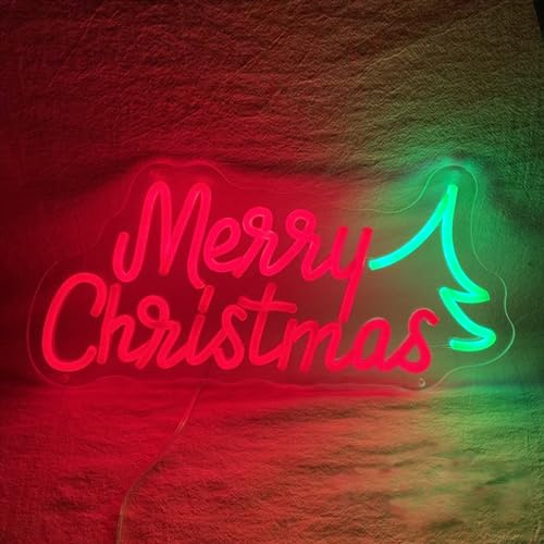 Merry Christmas Neon Sign for Wall Decor,Santa Tree Led Sign for Living Room,Shop,Game Room Decoration,Cute Christmas Letter Neon Signs Engagement Birthday Wedding Party,SIGNVIA,Size:40 * 20cm