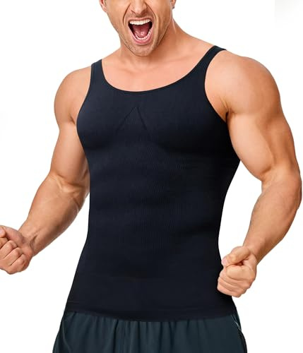 KUMAYES Maglietta Compressione Uomo Canottiera Contenitiva Uomo Modellante Dimagrante Snellente Intimo Pancia Piatta Sportivo Fitness Canottiera