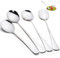 Mispudin Stainless Steel Salad Servers Set of 4, Large Serving Spoons and Forks for Buffet, Restaurant, Hotel, Banquet, Dishwasher Safe (Silver)