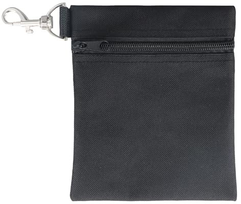 Homirty Golf Tee Tasche mit Reißverschluss, Golf Tee Halter Tasche, Golfzubehörtasche Mit Karabiner Zubehör, Golfball-Aufbewahrungstasche, Tragbare Tasche für Golf-Tees, Golfzubehör (Schwarz)