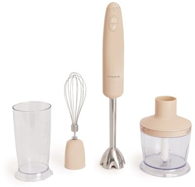 CREATE/FULLMIX RETRO/Mixeur plongeant Sable/Battre, mélanger et fouetter, 6 vitesses, gobelet doseur 600ml, sans BPA, bol hachoir 500ml, 1000W