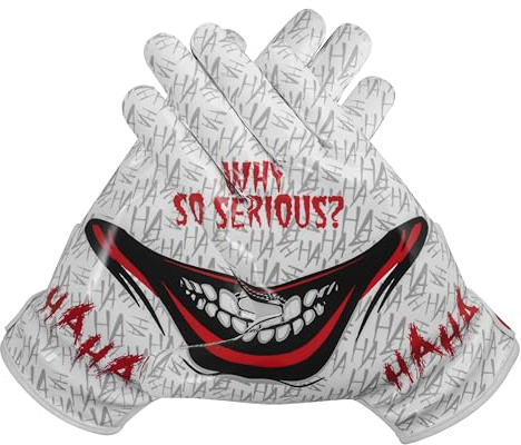 Exote Sports Youth Football Gloves American Reciever Villain Football Gloves for Adult Men Women and Boys with Super Sticky Silicone Grip Palms Ultimate Performance Boosters (White, Youth Medium)
