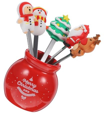 GETAJGHSD 1ensemble Fourchettes à Fruits Inoxydable Avec Base Ustensiles De Noël Élégants Pour Desserts Et Cocktails Pour Fêtes Et Utilisation Quotidienne