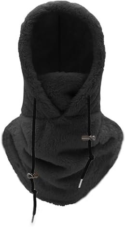 LXJLXD Couvre-chef d'hiver chaud à capuche en polaire pour cyclisme, unisexe, visières réglables pour homme et femme, Noir , XL-4XL