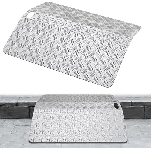 Aufun Rampa para silla de ruedas, 70 x 60 x 10 cm, superficie antideslizante, rampa de aluminio con capacidad de carga de 270 kg, rampa de puente para silla de ruedas y carrito de mano