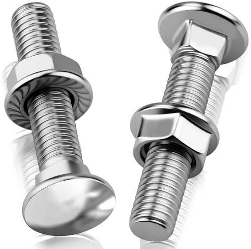 ddckj M8 Coach Bolts M8 x 40 mm Carriage Bolts 25 Pcs Coach Bolt with Flange Hexagon Nuts,for Industrial Machinery Construction Home Decoration