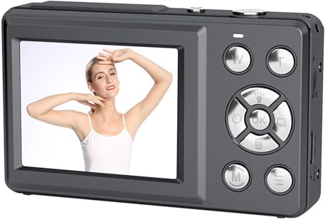 Elprico Cámara Digital 4K para Fotografía, Cámara de Vlogging de 64MP para Youtube con Pantalla de Volteo de 2.4 , Punto de Enfoque Automático HD y Camara para Estudiantes Adolescentes (Black)