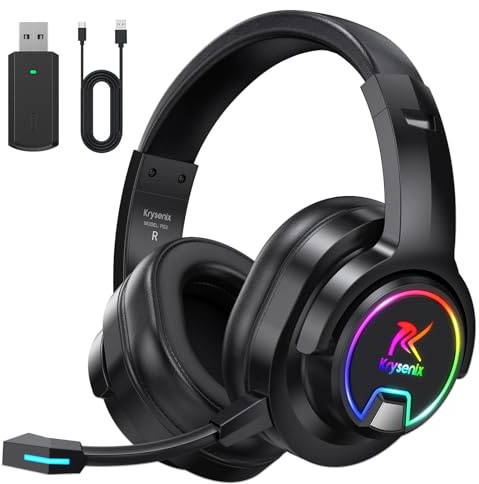 PG3 2,4 GHz Cascos Gaming Inalámbricos para PS5, PS4, PC, Mac, Switch, Auriculares Inalámbricos Bluetooth 5.4 con micrófono desmontable, 7.1 Sonido Envolvente, Duración 48Hr, Luz LED, Negro Carbón