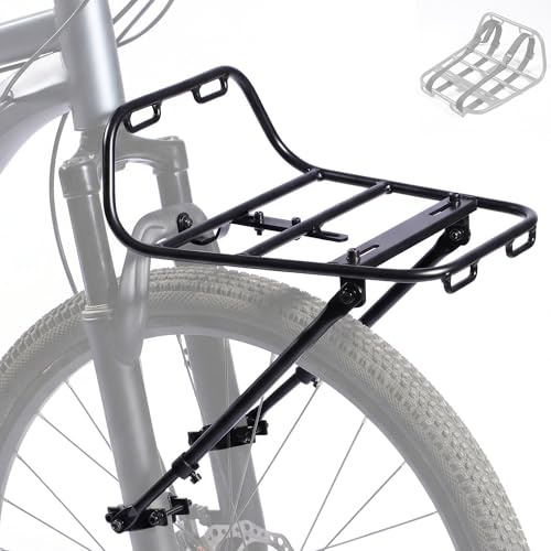 YONTUO Bike Front Rack, Sturdy Adjustable Aluminium Bicycle Cargo Carrier