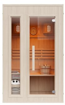 Vente-única – Sauna finlandesa con estufa – 2 plazas – 120 x 120 x 190 cm – ULVILA