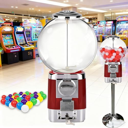 Candy Vending Machine - Commercial Coin Gumball Machine with Metal Stand and 240 Capacity - Perfect for Home, Game Stores, and Retail Spaces