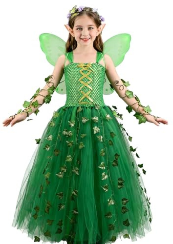 Älva dräktsset för flickor födelsedag cosplay outfit med vingar | Älva flickor – set lämplig för barn och flickor dotter karneval jul scenuppträdande födelsedagsfest