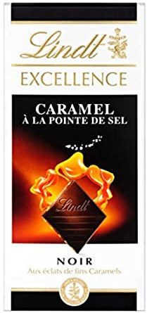 Lindt Chocolat noir, extra fin traditionnel, aux grains de caramel, de sucre caramélisé et à la fleur de sel - La tablette de 100g