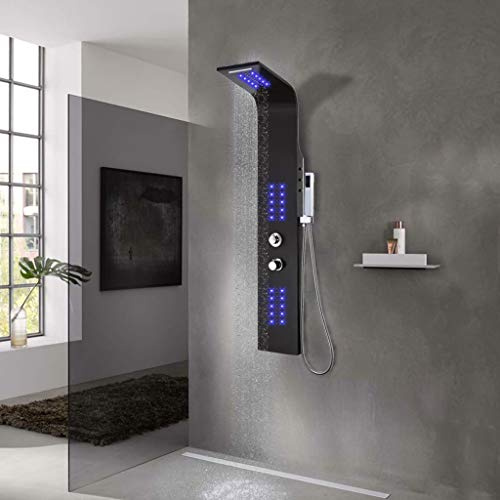 vidaXL Duschpanel aluminium 20x44x130 cm svart