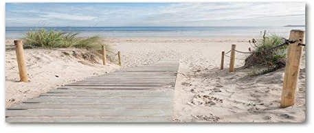 Tulup Impression sur Verre 125x50 cm Image Tableau Photo décorative panoramique pour la Cuisine et Le Salon - Paysage - Plage - Beige