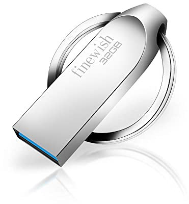 HAODIUSB88 USB Flash Drive 32gb 3.0, Metal Memory Stick 32gb USB 3.0 Pen Drive Portable USB Stick 32 GB With Key Ring for PC Laptop, Computers Tablet, Car Etc (Silver)