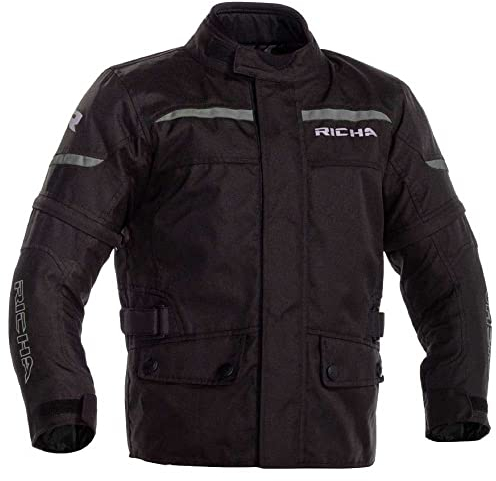 Richa Tipo wasserdichte Kinder Motorrad Textiljacke, schwarz, 152