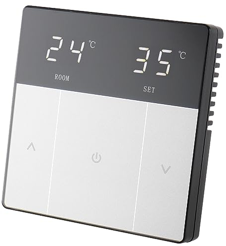 Wengart Termostato Calefaccion para Calefacción por Suelo Radiante Eléctrica WG808,AC230V max16A con Sensor de 3m,Pantalla Táctil,Requiere Caja de instalación de 86 * 86mm,Negro