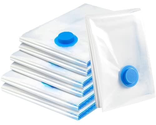 Vacuum Storage Bags for Clothes - 6 Pack(2 Jumbo + 2 Large + 2 Medium)Reusable Clothes Storage Bags Vacuum Sealer Bags with Double Zip Seal Travel Space Saver Bags for Duvets, Bedding, Quilts, Pillows
